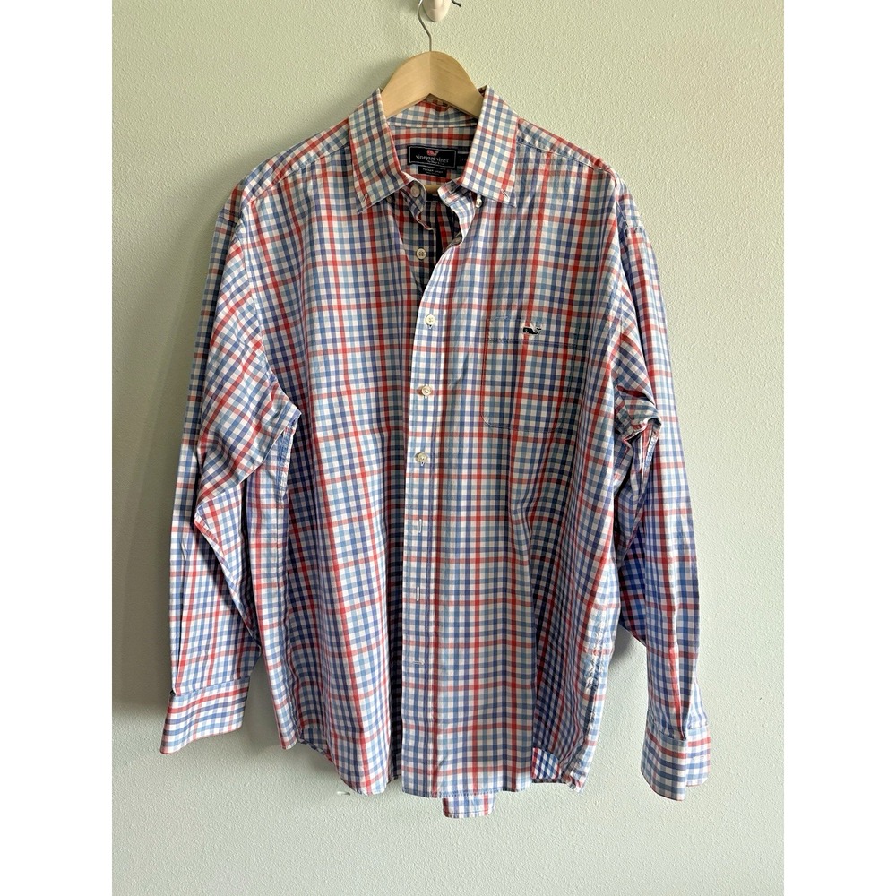Vineyard Vines Shirt Mens 2 XL Plaid Performance Tucker Button Down Long Sleeve